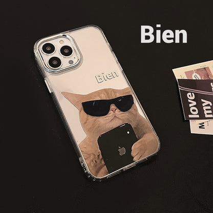 Funny and cute cat dog electroplated mirror phone case