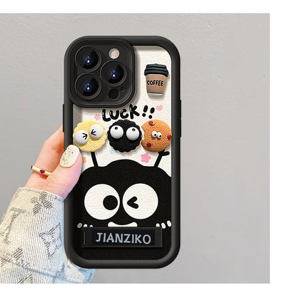 Cute Coffee briquette three-dimensional doll mobile phone case