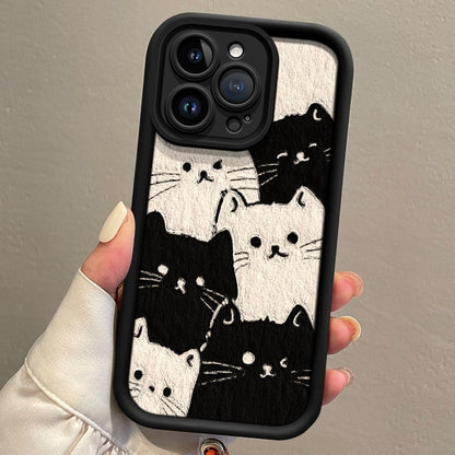 Cute cat lambskin phone case