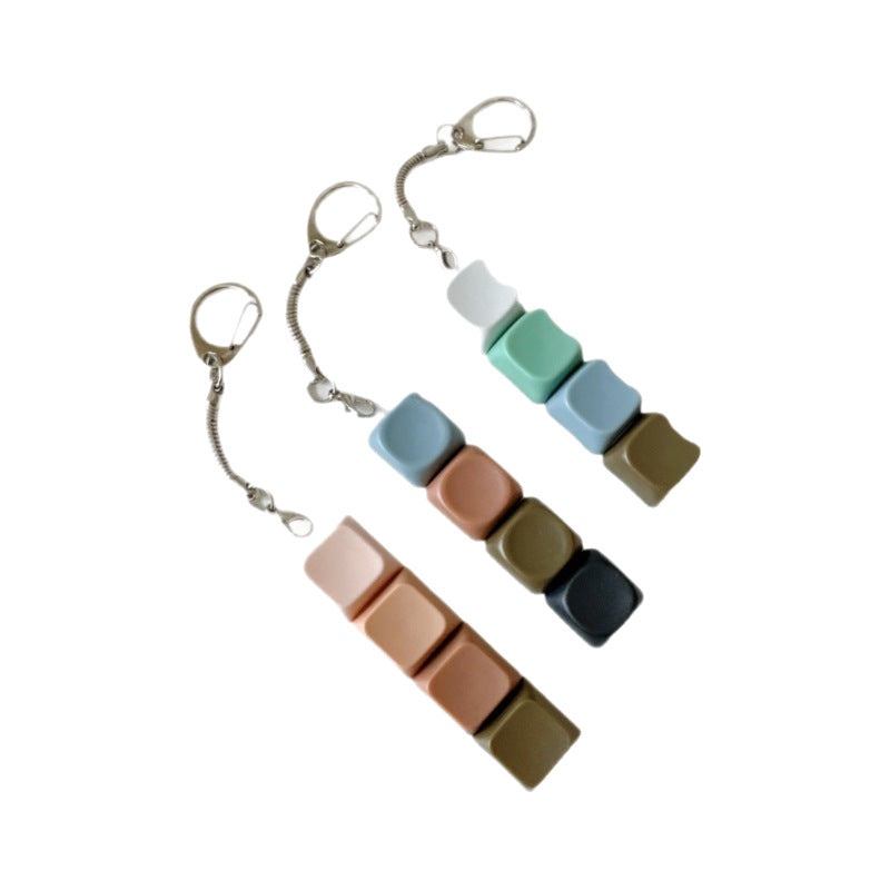 4 Keys Mechanical Keyboard Macaron Keycap Decompression Key Keychain Toy