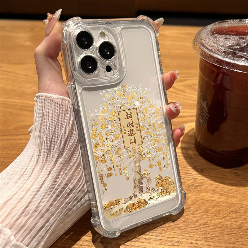 Four-corner anti-drop fortune silicone phone case