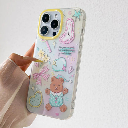 Cute cartoon bear bow bracelet phone case