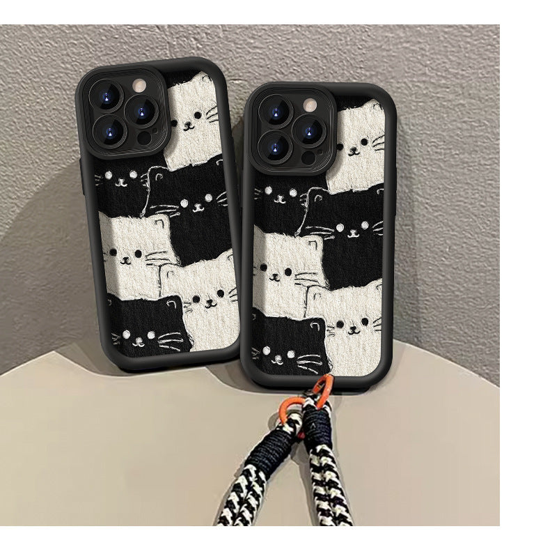 Cute cat lambskin phone case