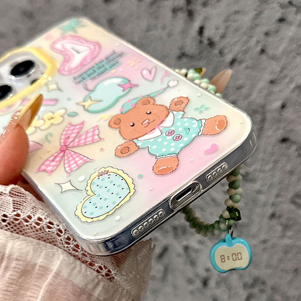 Cute cartoon bear bow bracelet phone case