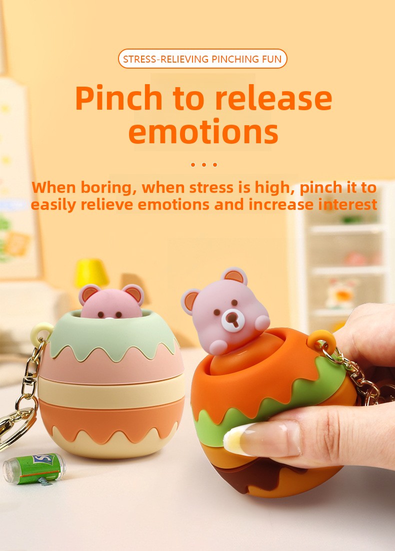 Little bear pinch fun, food-grade silicone slow rebound decompression toy