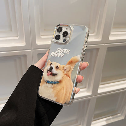 Funny and cute cat dog electroplated mirror phone case