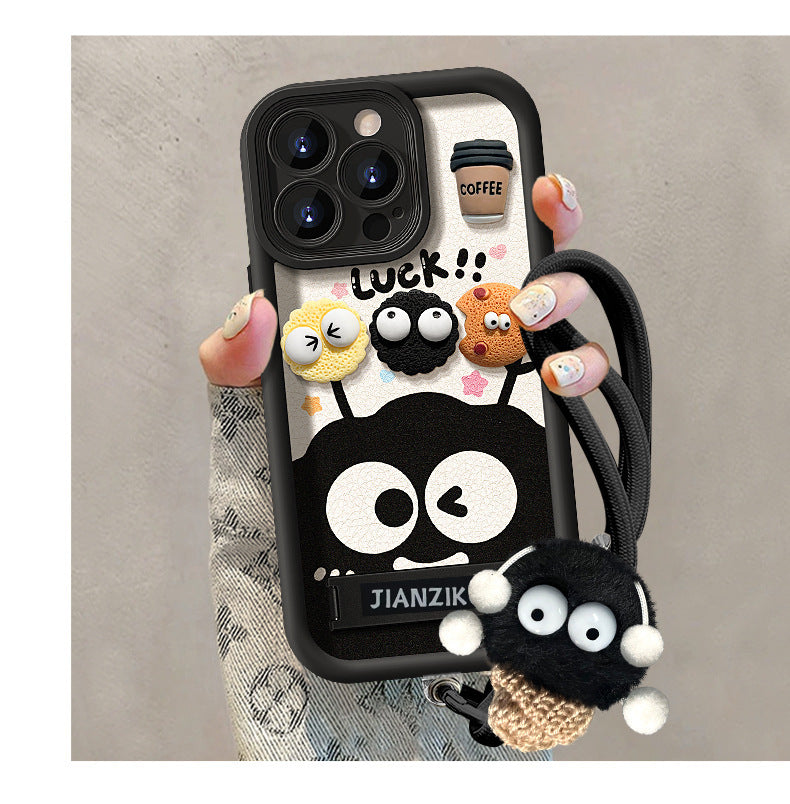 Cute Coffee briquette three-dimensional doll mobile phone case