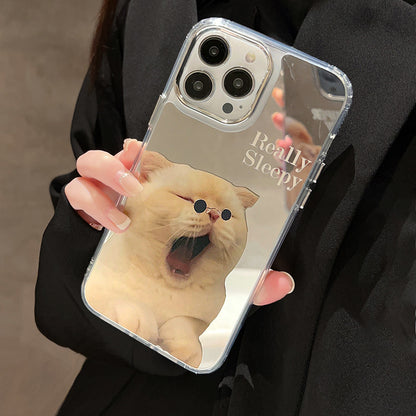 Funny and cute cat dog electroplated mirror phone case