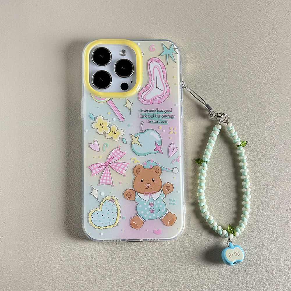 Cute cartoon bear bow bracelet phone case