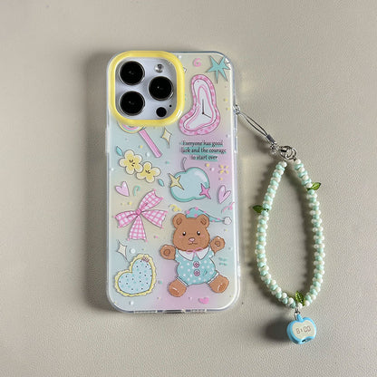 Cute cartoon bear bow bracelet phone case