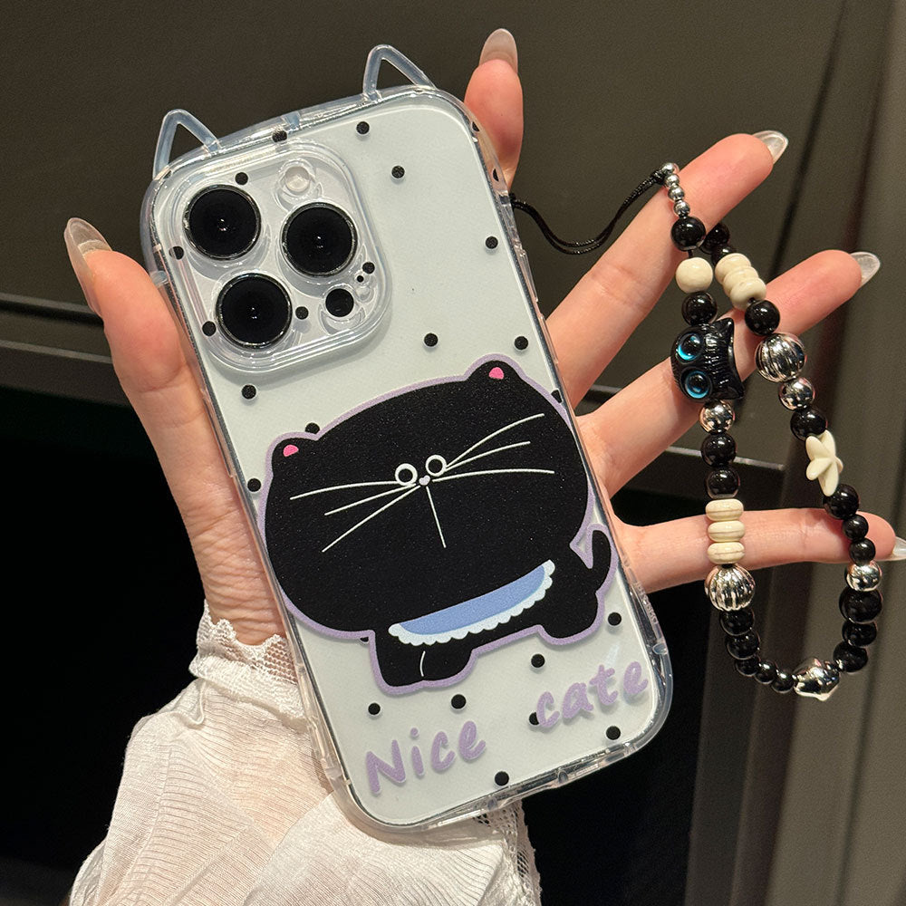 Cute cat ears phone case creative big face cat bracelet protective case