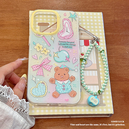Cute cartoon bear bow bracelet phone case