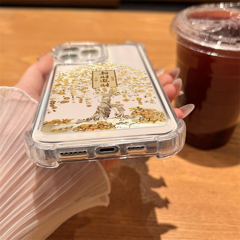 Four-corner anti-drop fortune silicone phone case