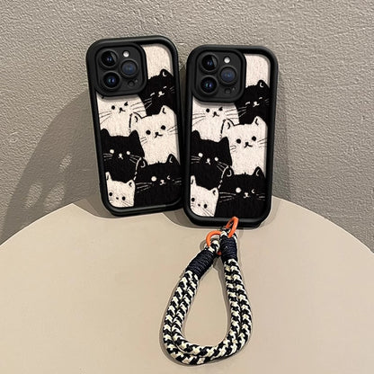Cute cat lambskin phone case