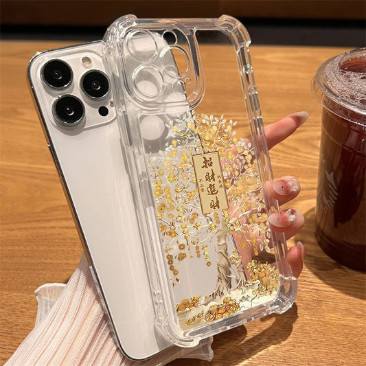 Four-corner anti-drop fortune silicone phone case