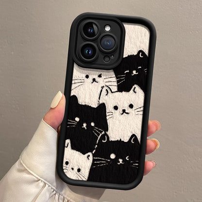 Cute cat lambskin phone case