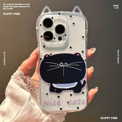 Cute cat ears phone case creative big face cat bracelet protective case