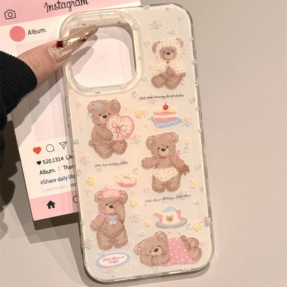 IMD double-layer large hole cute bear plus swivel stand phone case