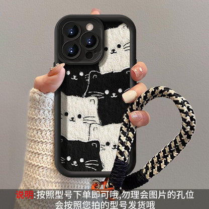 Cute cat lambskin phone case