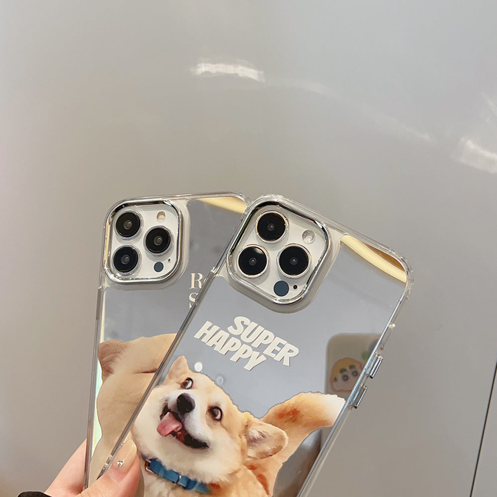 Funny and cute cat dog electroplated mirror phone case