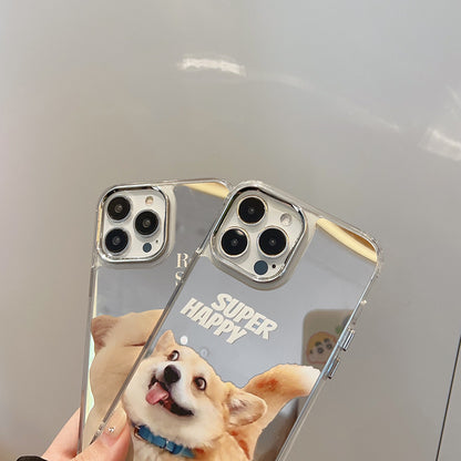 Funny and cute cat dog electroplated mirror phone case