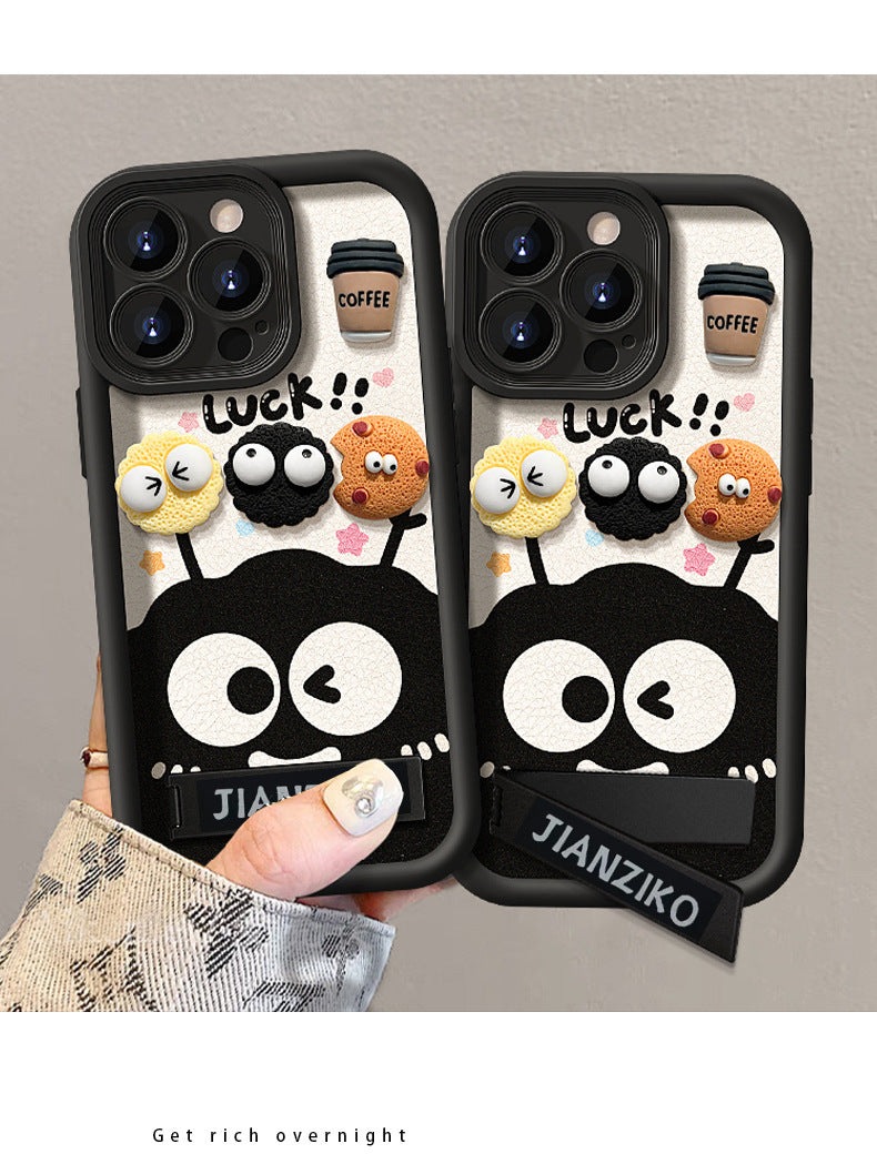 Cute Coffee briquette three-dimensional doll mobile phone case