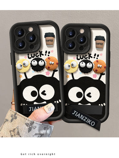Cute Coffee briquette three-dimensional doll mobile phone case