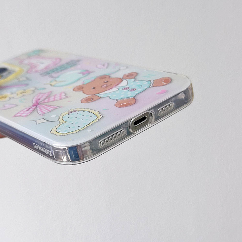 Cute cartoon bear bow bracelet phone case