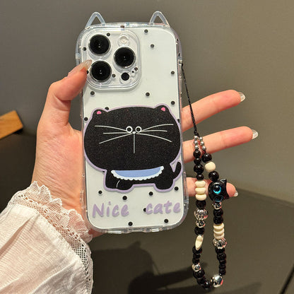 Cute cat ears phone case creative big face cat bracelet protective case