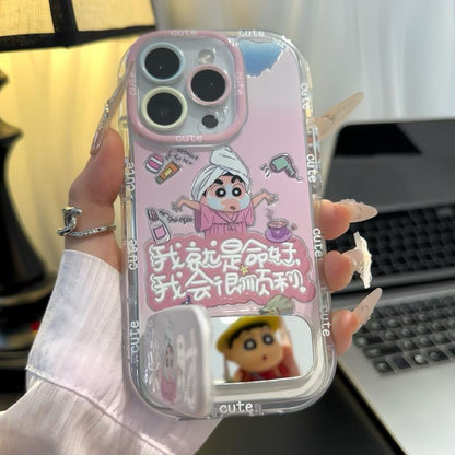 Laicai Creative Xiaoxin mirror stand pink cute mobile phone case