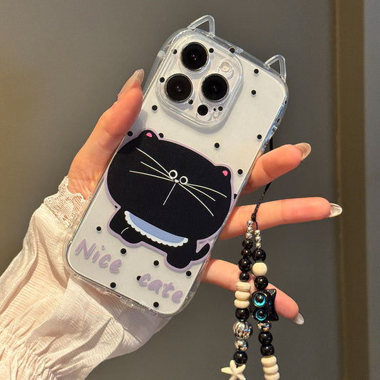 Cute cat ears phone case creative big face cat bracelet protective case