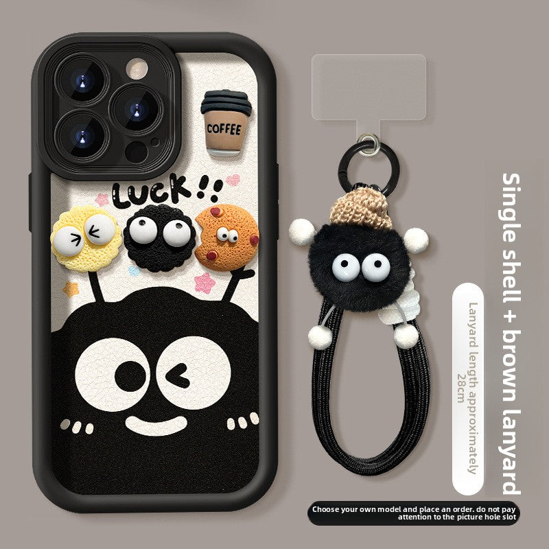 Cute Coffee briquette three-dimensional doll mobile phone case