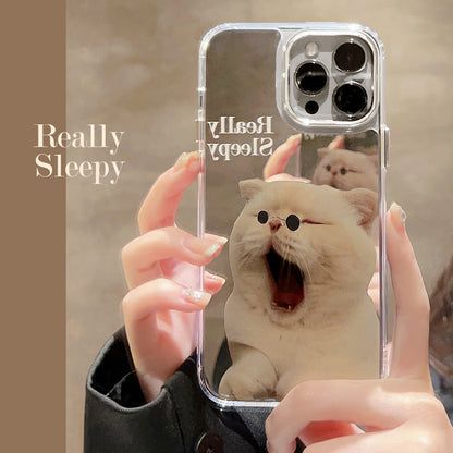 Funny and cute cat dog electroplated mirror phone case