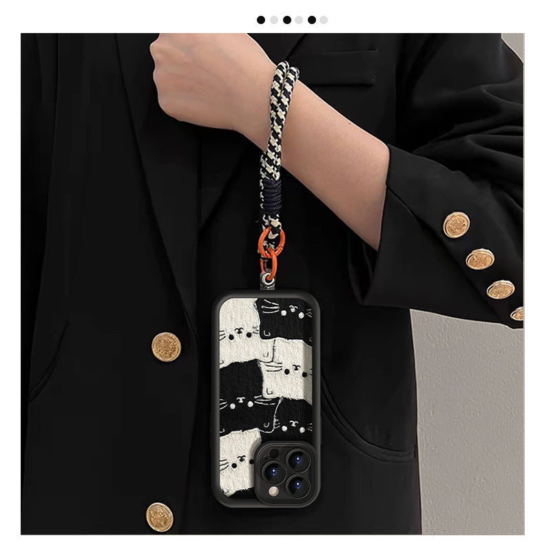 Cute cat lambskin phone case