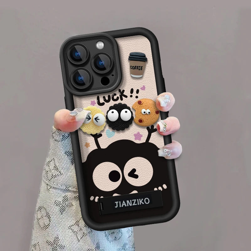 Cute Coffee briquette three-dimensional doll mobile phone case