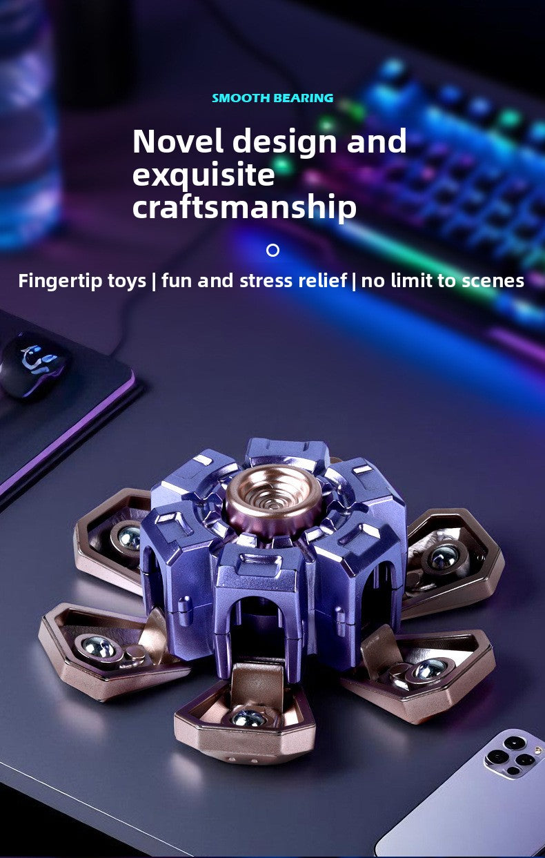 Creative transforming fingertip mecha gyro decompression toy