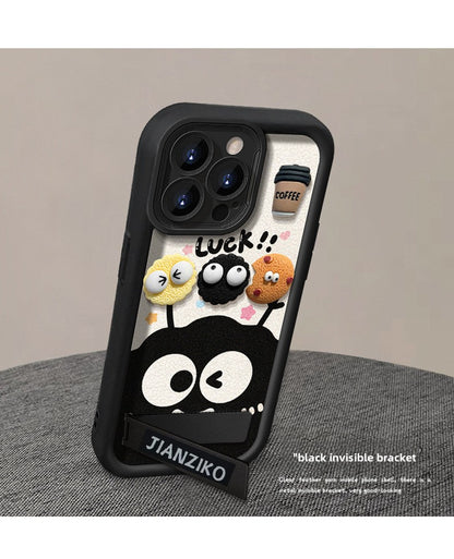 Cute Coffee briquette three-dimensional doll mobile phone case