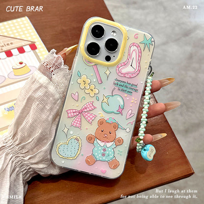 Cute cartoon bear bow bracelet phone case