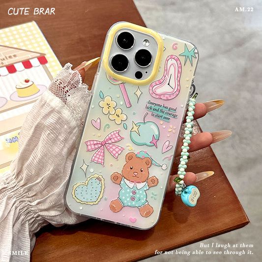Cute cartoon bear bow bracelet phone case