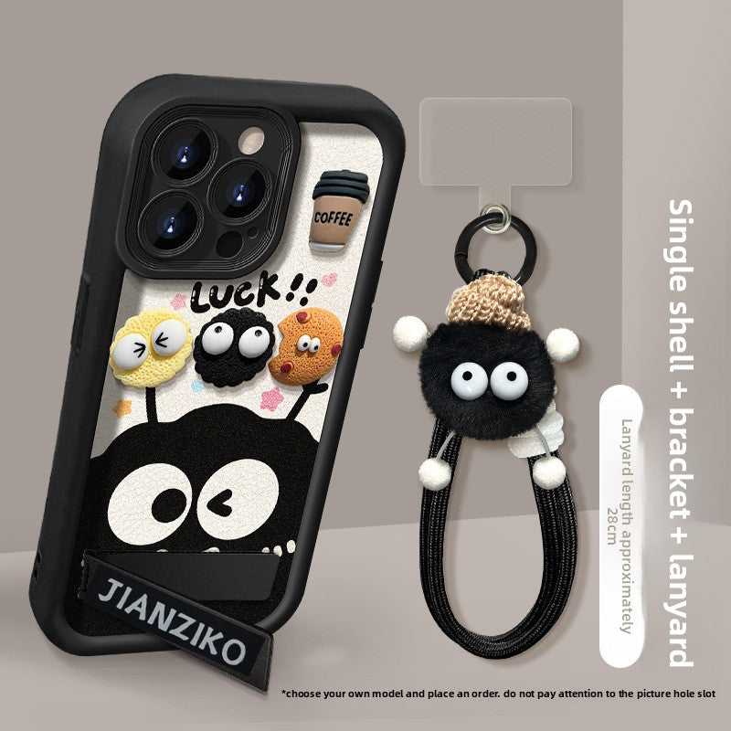 Cute Coffee briquette three-dimensional doll mobile phone case