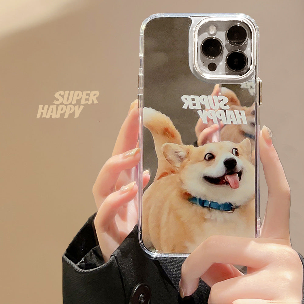 Funny and cute cat dog electroplated mirror phone case