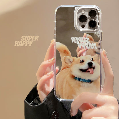 Funny and cute cat dog electroplated mirror phone case