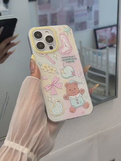 Cute cartoon bear bow bracelet phone case